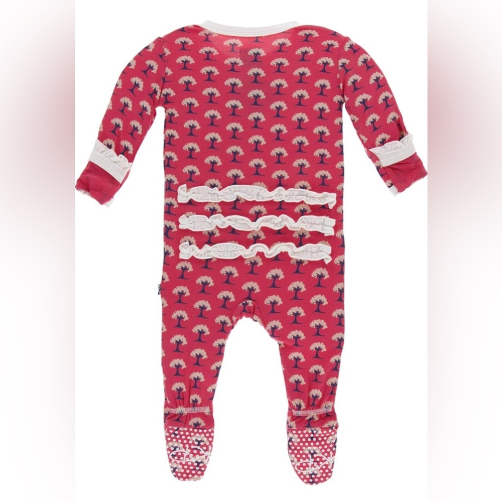 KicKee Pants Little Girls Solid Classic Ruffle Footie with Zipper